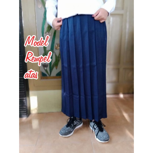 Rok seragam sekolah REMPEL panjang SMP  SMA Abu  Biru coklat pramuka putih hitam Bahan Twist