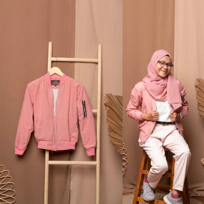 Jaket Bomber Wanita Polos Jaket Wanita Berkualitas Murah Warna Pink - Pink, XS