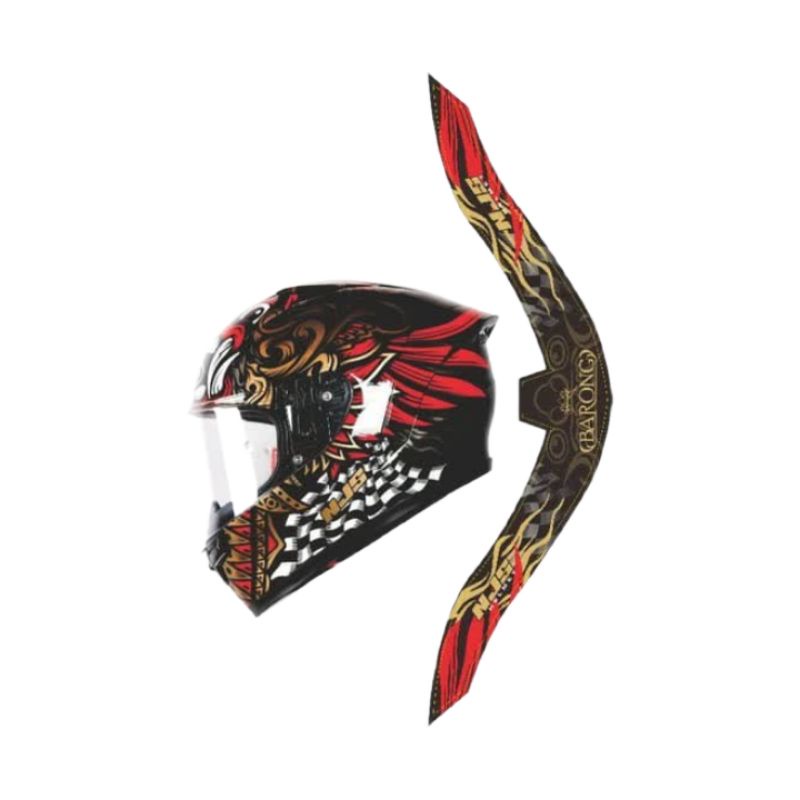 spoiler helm njs zx1/kairoz 2d motif kepala barong/samurai