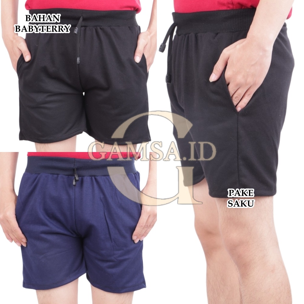 CELANA PENDEK BABYTERRY PRIA WANITA - SHORT PANTS KOLOR PENDEK OLAHRAGA KASUAL PANTAI SANTAI SPORT