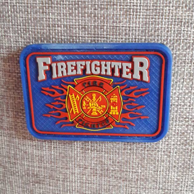 PATCH RUBBER TEMPELAN VELCRO LOGO FIRE FIGHTER