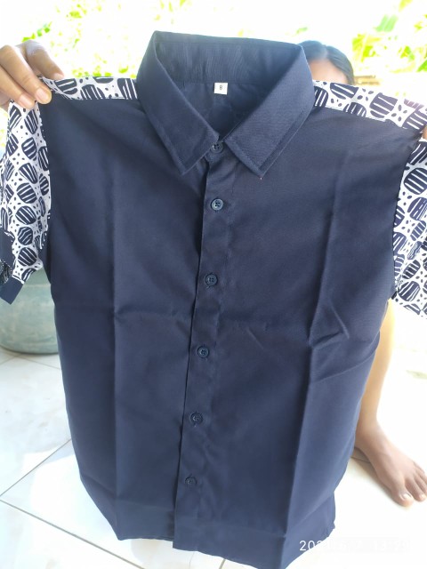 Nabhas Shirt (kemeja Anak Dark Navy Blue Kombinasi Batik)