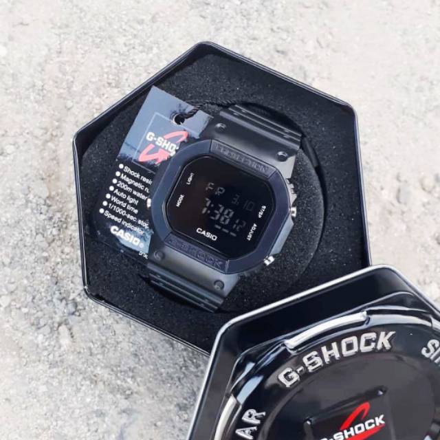 Jam Tangan Casio Water Resist Renang Mandi Hujan - Hitam + Box Kaleng Original Gshock