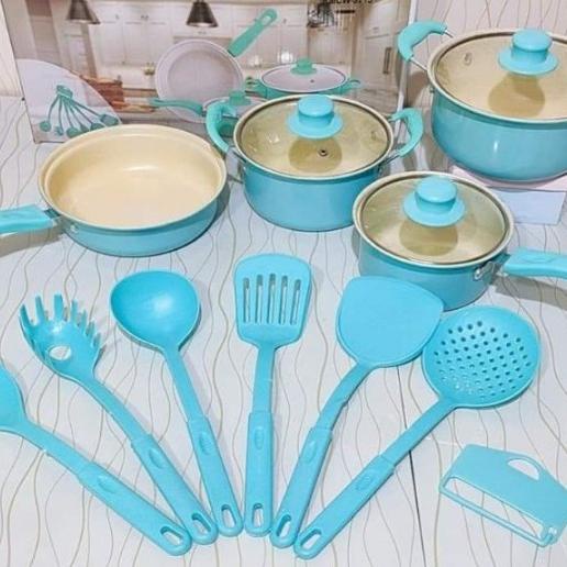 #####] Cookware Set Panci Set Warna 13 Pcs SQRS High Quality Anti Lengket