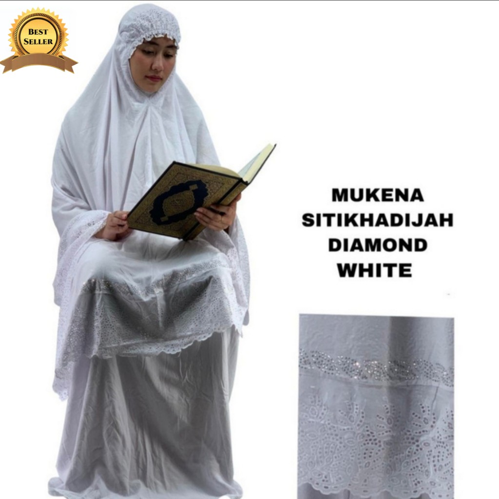 mukena siti  khadijah diamond ukuran 117x140cm/bahan KATUN bisa bayar ditempat/COD