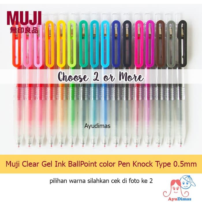 

Muji Clear Gel Ink BallPoint color Pen Knock Type - pulpen - Orange