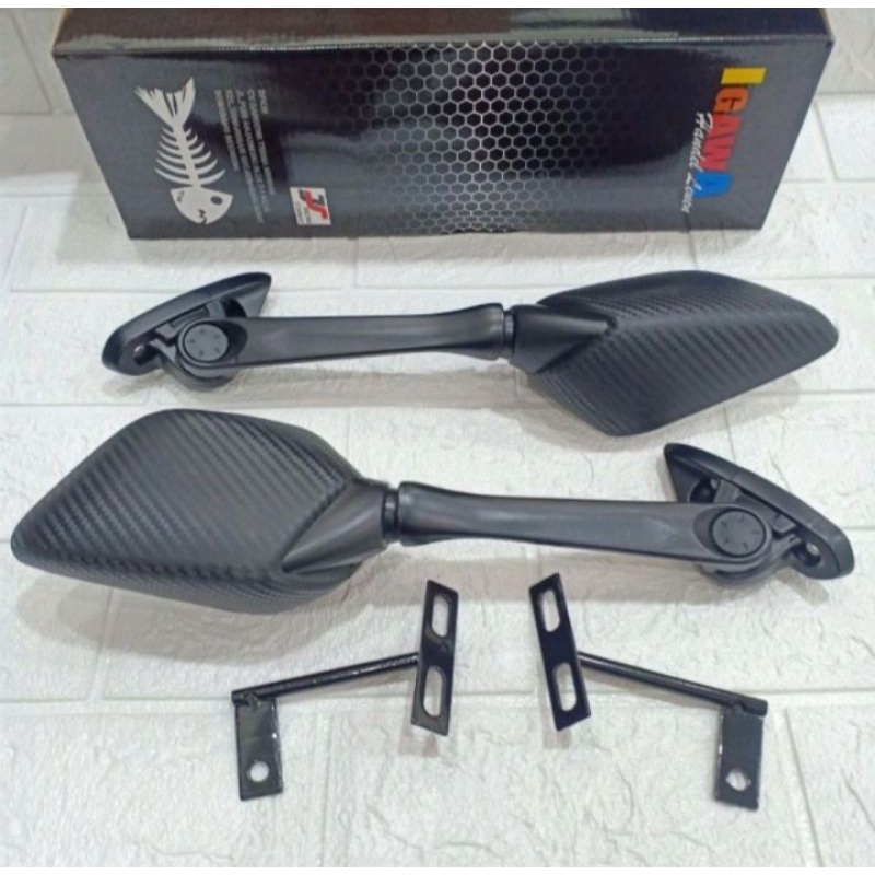 BREKET SERPO SET+BAUT ANTI CEBOL+SPION R25 TANGKAI PANJANG CARBON(PNP ADV150)