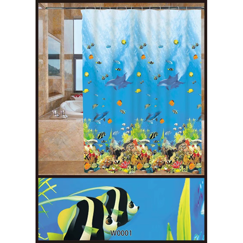 TIRAI KAMAR MANDI PVC / SHOWER CURTAIN ANTI AIR 180X180CM