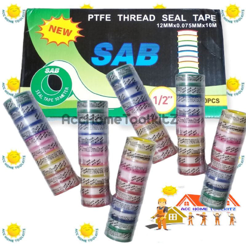 Seal Tape 10 Meter / 1/2&quot; Inch 12MM x 10M / Perekat Penutup Kran Pipa Bocor / Siltip Selotip Isolatip