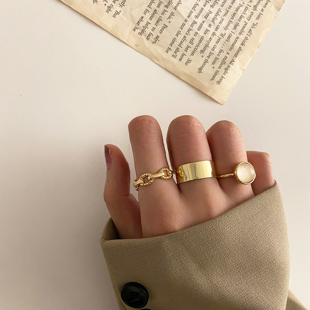 YEEZII Set Cincin Emas Model Terbuka Dapat Disesuaikan Bahan Resin Gaya Bohemian Untuk Wanita