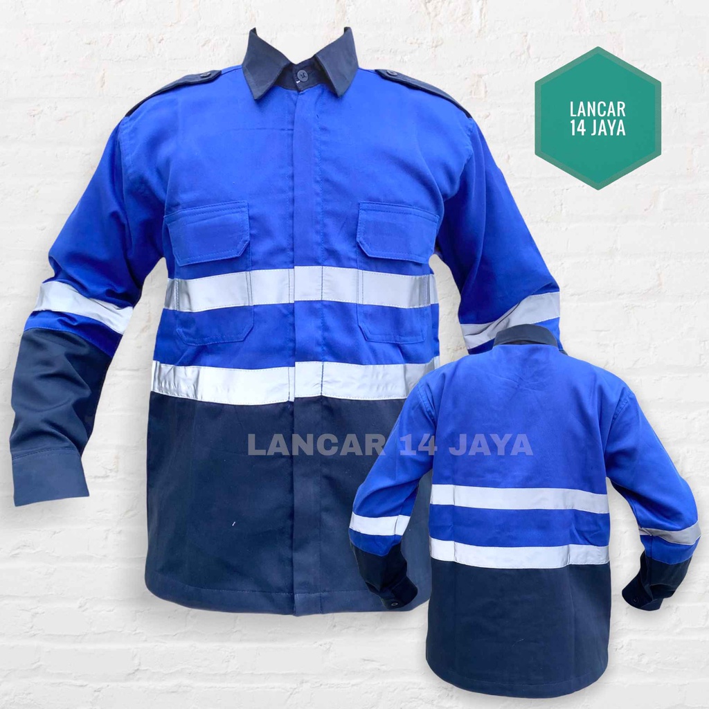 Baju Safety Lengan Panjang Katelpak Wearpack Atasan Safety Kombinasi 2 Warna Kemeja two tone