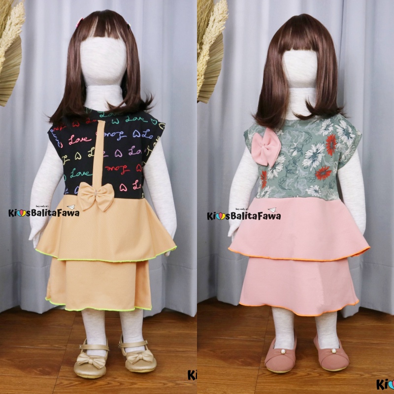 Dress Viona Kensi uk 1-2 Tahun / Dress Lengan Kutung Anak Perempuan Dres Lucu Murah Import Blouse