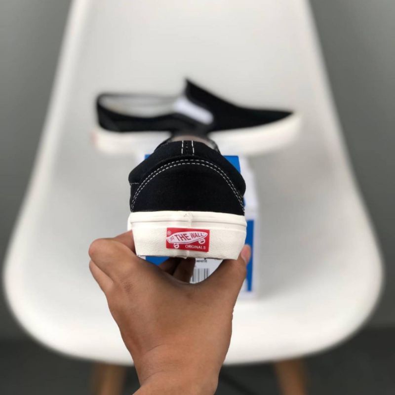 [BISA COD] VANS SLIP ON OG BLACK WHITE PREMIUM