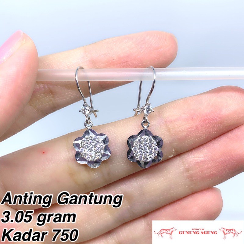 Anting gantung lucu fashion kekinian mas putih asli 75% Toko Mas Bekasi Kado ultah cewek viral