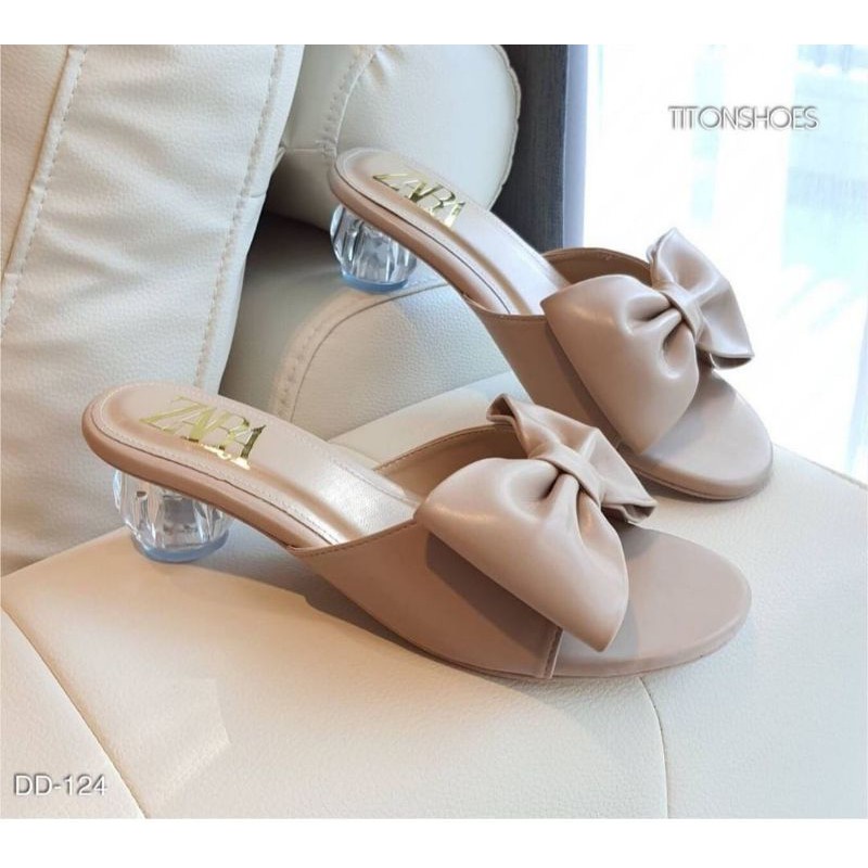 sandal hak kaca pita kupu kupu / sandal high heels korean hak kaca wanita