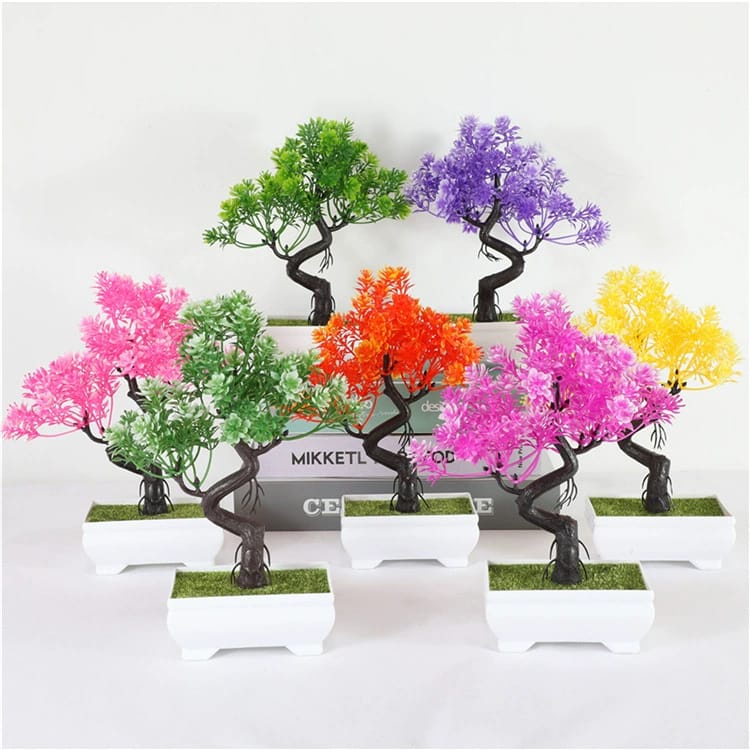 ♫ Megata ♫ A174 Ornamen Artificial Flower Pot Bonsai Tanaman Bunga Pajangan Dekorasi Hias Plastik Murah Import
