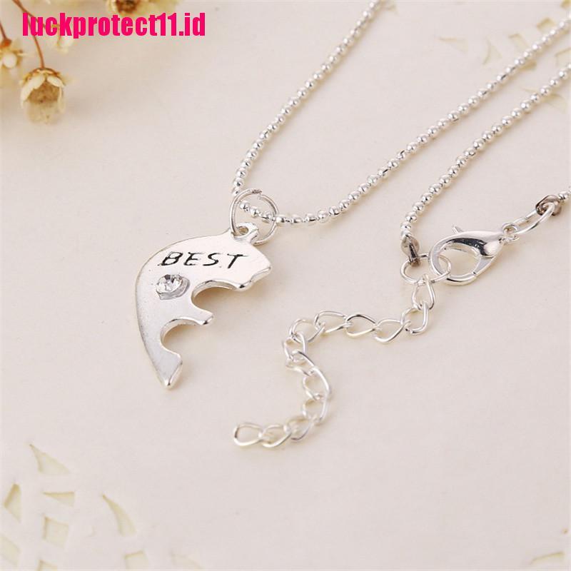 Kalung Persahabatan Dengan Liontin Bentuk Hati Motif Tulisan Best Friends