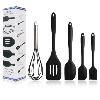 Spatula Silikon Set 5 in 1 / Spatula Set Alat Masak Sutil kocokan Silikon Set 5 in 1 (BEST QUALITY)