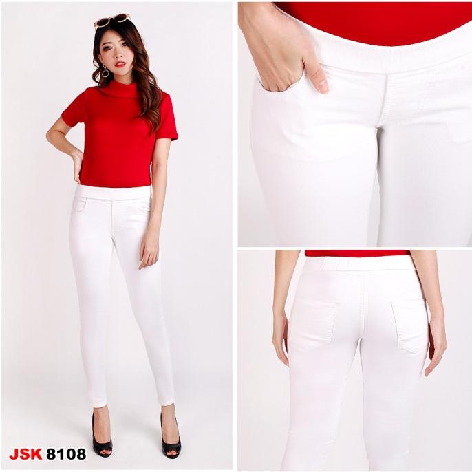 Celana Legging Wanita Jegging Jeans Skinny Jeans JUMBO JSK Putih