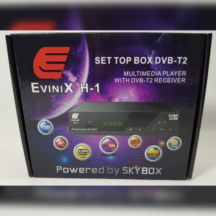Dijual EVINIX STB ASLI SET TOP BOX H-1 DVB T2 POWERED BY SKYBOX ORIGINAL Terlaris