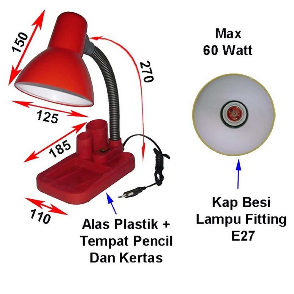 LAMPU MEJA BELAJAR / LAMPU BACA JM-8808S + LED 5WATT JIAMEI