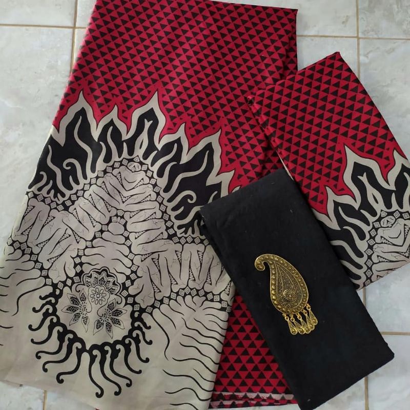 KAIN BATIK PEKALONGAN KAIN BATIK SERAGAM KAIN BATIK MOTIF BARA API MOWO WARNA MERAH KAIN KAIN KATUN 