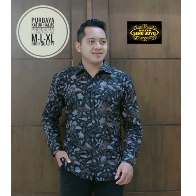 Batik Pria PURBAYA FULL FURING Katun Halus ORI SOLO