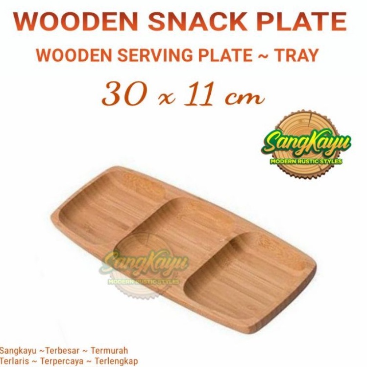 Nampan Kayu piring saji Wooden serving tray piring snack plate kayu