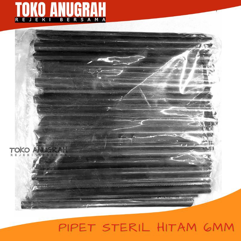 Sedotan Plastik Pipet Steril Hitam 6mm