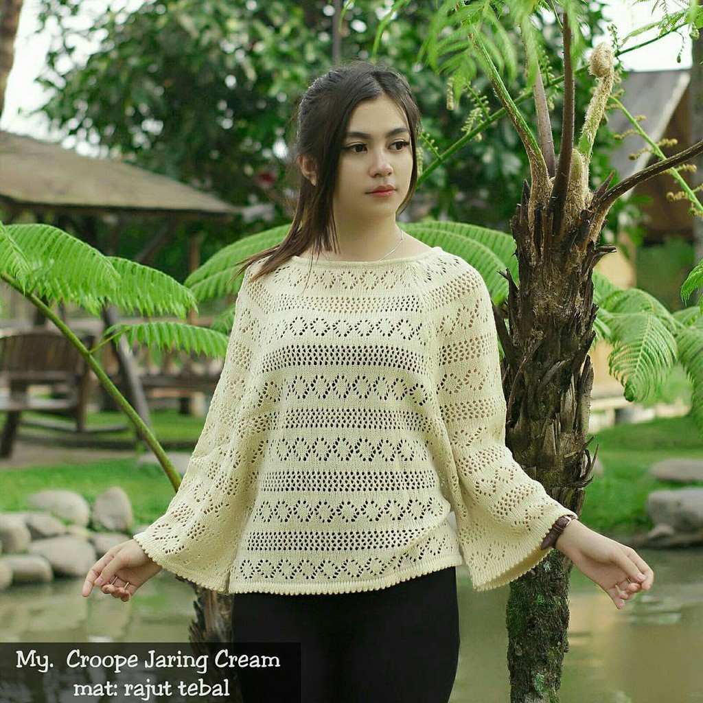 ✅✅  New Croope Jaring Sweater Rajut Atasan Crope