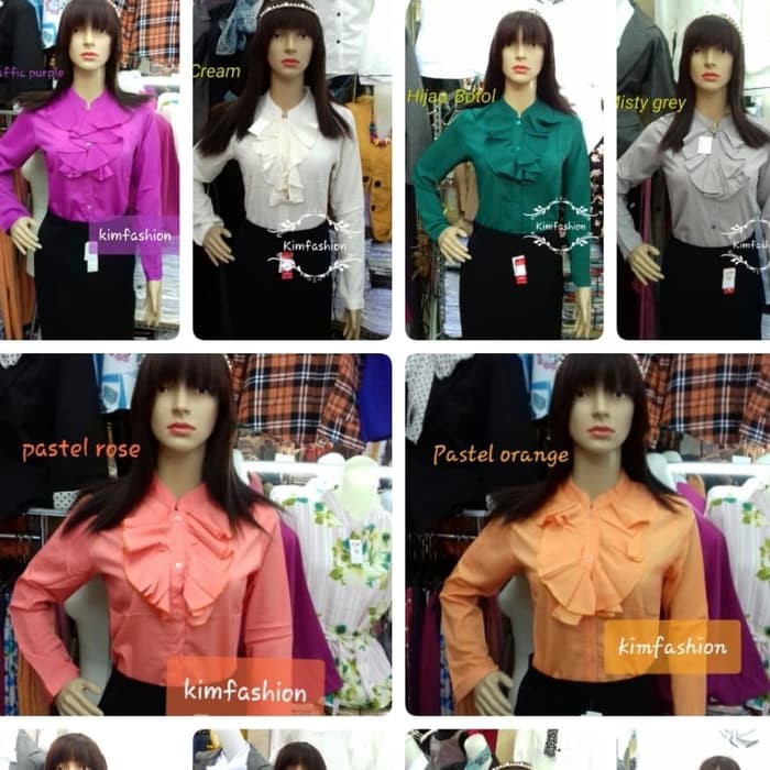 Atasan Wanita Kemeja Kerja Ruffle / Kemeja Ruffle/ Dalaman Blazer