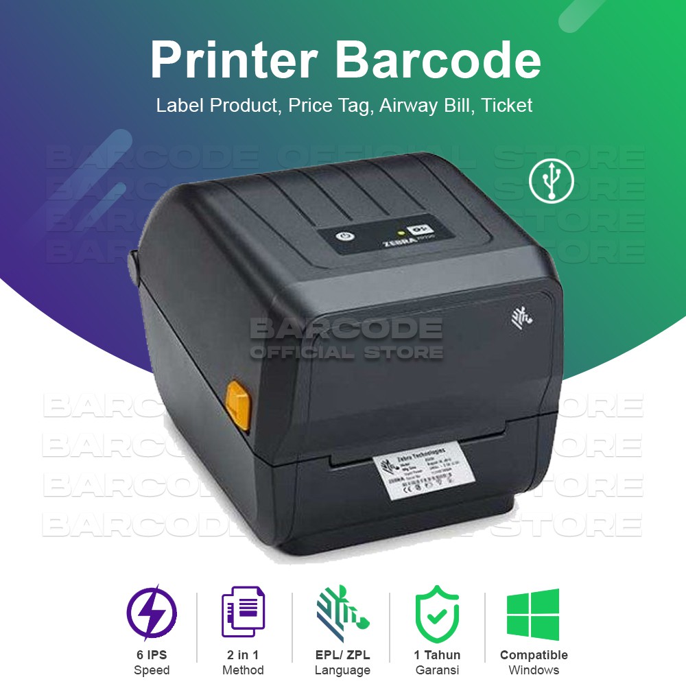 Printer Barcode Zebra ZD220 Print Label Stiker Thermal Semicoated Yupo Silver Matte
