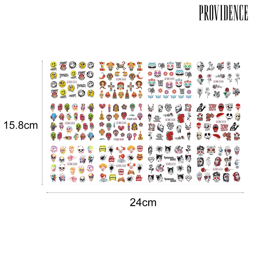 Stiker Kuku Pola Tengkorak Pohon Natal Halloween Dapat Dilepas Untuk Dekorasi Nail Art