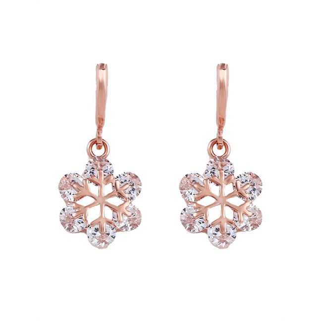 LRC Anting Tusuk Fashion Snowflake Zircon Earrings F58843