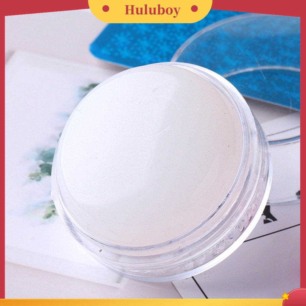 Huluboy Huluboy♡ Stempel Kuku Bentuk Bulat Bahan Silikon Transparan Untuk Manicure