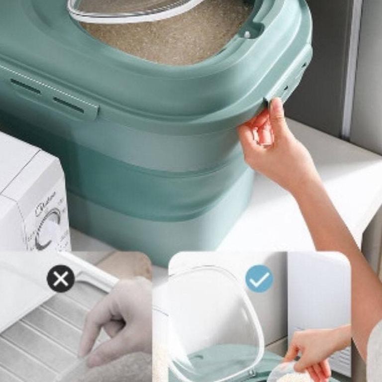 ☈ [12 KG/25KG] DISPENSER TEMPAT BERAS OTOMATIS LIPAT ANTI HAMA DAN KUTU TIDAK LEMBAB FREE CANGKIR ➺