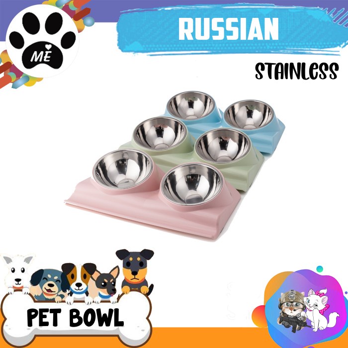 Tempat Makan Minum Anjing Kucing &quot;DOUBLE RUSSIAN&quot; Anti Slip