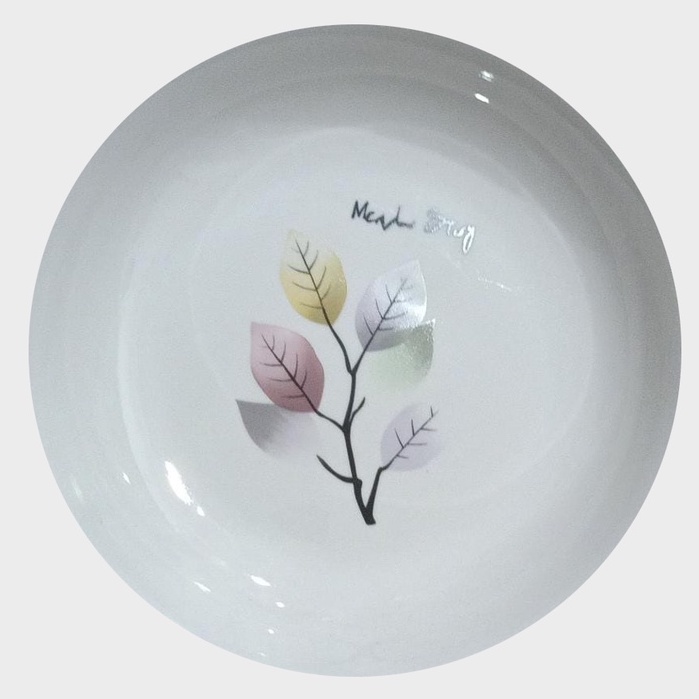 Piring Keramik Korea Motif Nanas/Strawberry/Pohon/Bunga Rose Pink Variasi 20cm-PRGRANTINGDAUN20CM