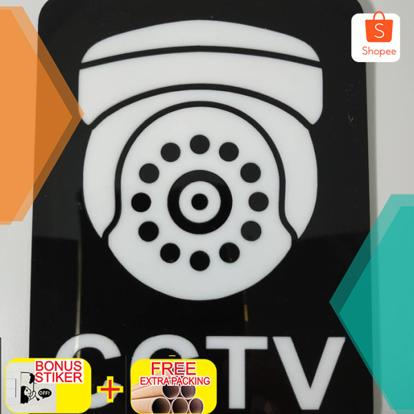 

Laser cutting acrylic sign/tanda "cctv" 01 - Hitam 9.5cm x 11.5cm Elegan