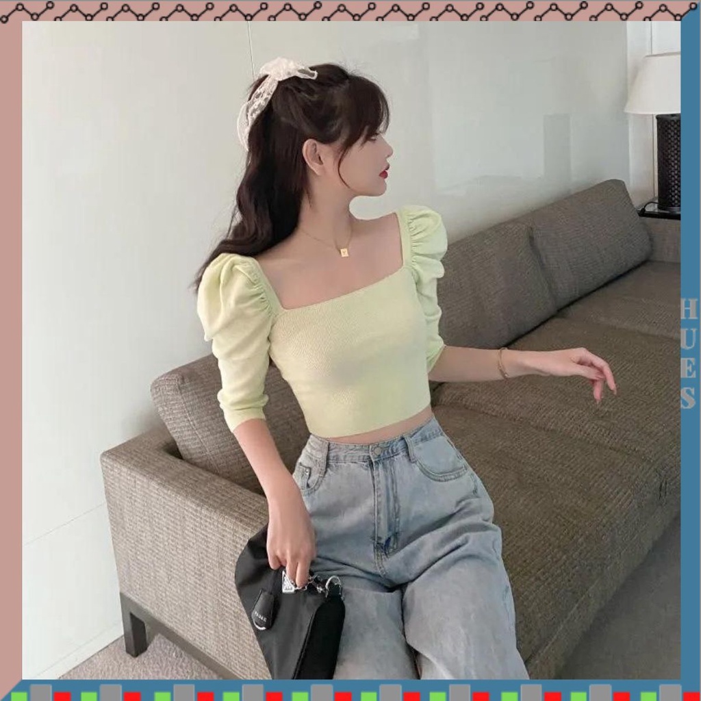 HUES.ID Baju Rajut Model Blouse Wanita Square Neck Tank Top Import Style Korea 4055