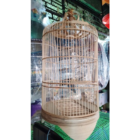 sangkar bulat bambu buat kenari/burung kecil diameter 27