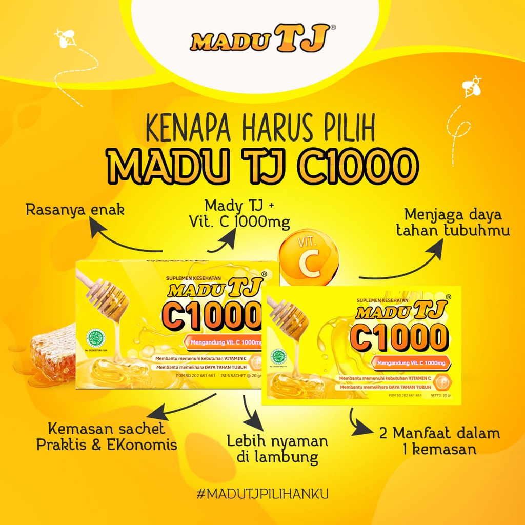 VITA26 VITAMIN TUBUH MADU TJ C1000 SUPLEMEN MAKANAN 1 BOX ISI 5 SACHET