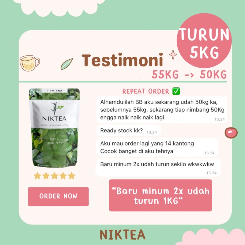 NIKTEA Teh Diet Ampuh Slimming Tea Detox Tea Minuman Diet Penurun Berat Badan