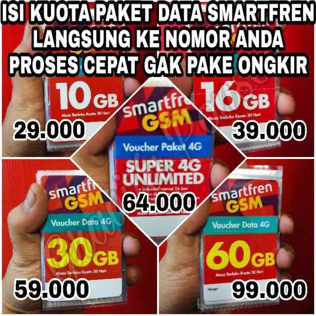 Promo Kuota Smartfren 10GB,16GB,30GB,60GB,FUP