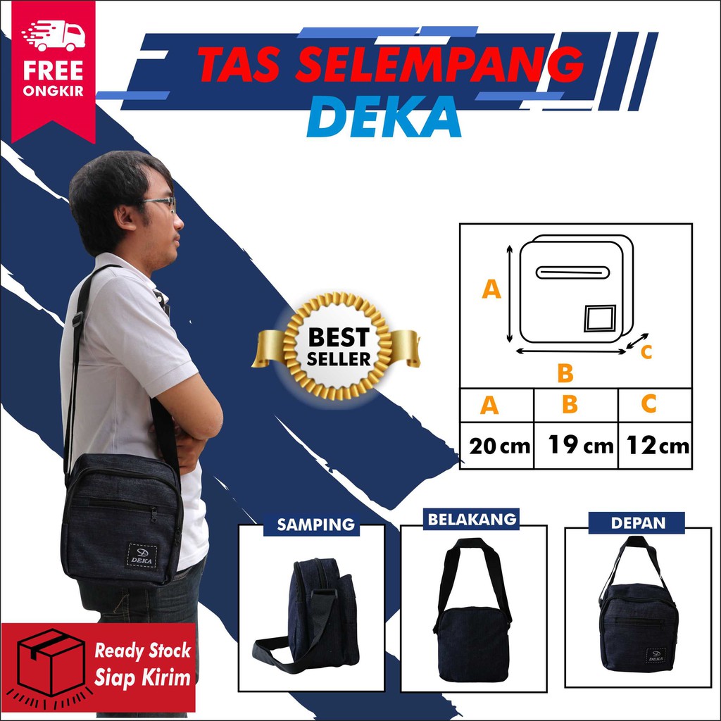 Tas Selempang DEKA Cowok Keren Slempang Distro Pria Murah Hangout Jalan-jalan Travelling Manly Bagus