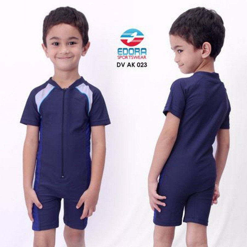 Baju Renang Anak Usia TK Lengan Pendek Cewe Cowo Jumpsuit DV AK EDORA