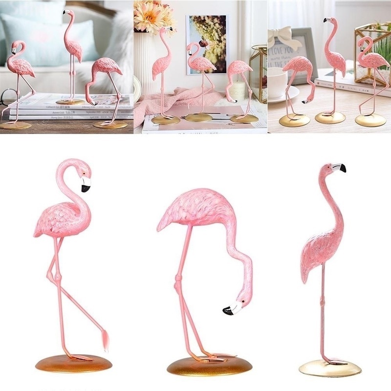 Ornamen Bentuk Hewan Flamingo Warna Pink Bahan Resin Untuk Dekorasi Natal
