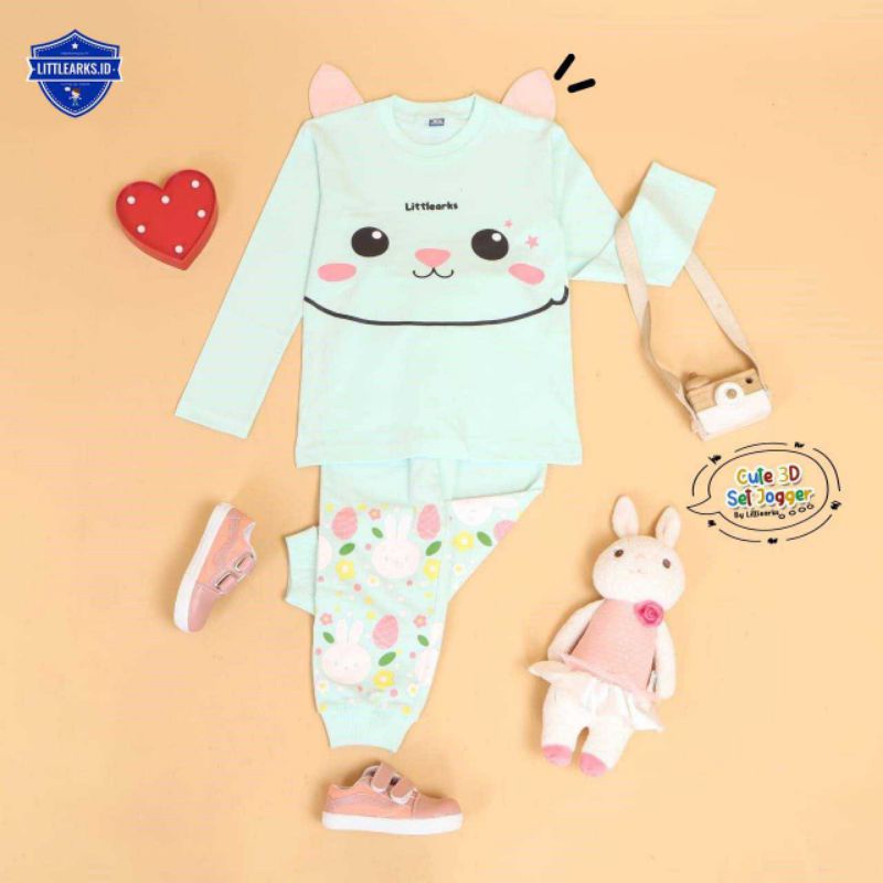 cute 3d set jogger by littlearkstyle/ set jogger anak perempuan size 6