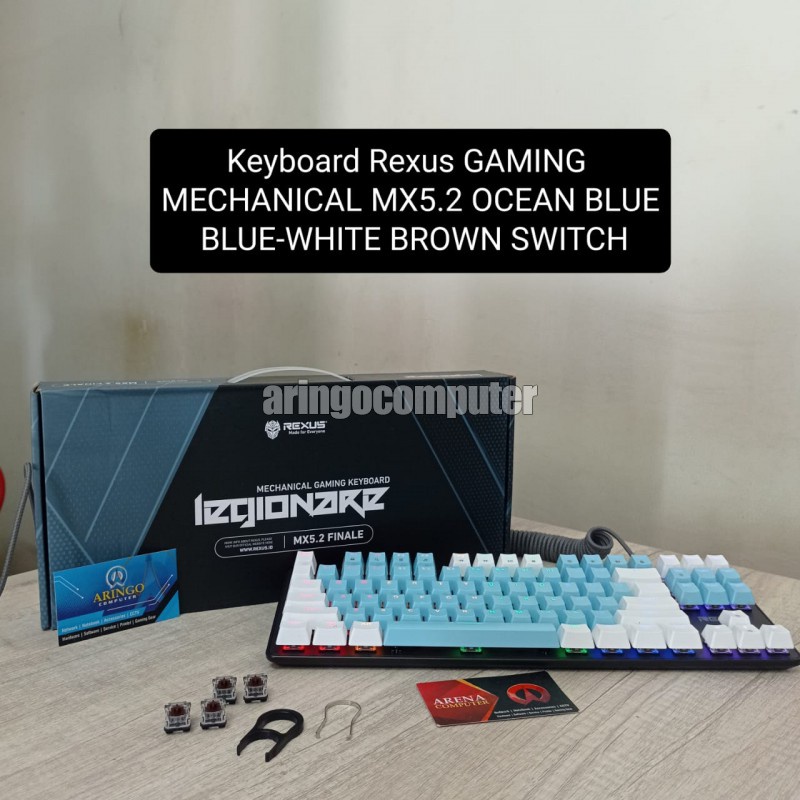 Keyboard Rexus GAMING MECHANICAL MX5.2 OCEAN BLUE BLUE-WHITE BROWN SWITCH