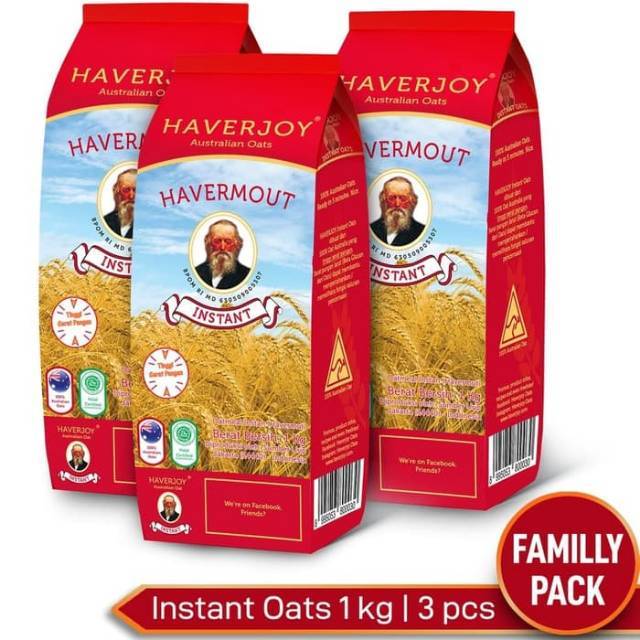 Haverjoy Havermout Family Pack  Instan Oats 1Kg - 3 Pcs